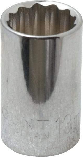 Paramount - 3/8" Drive, Standard Hand Socket - 12 Points, 1-3/16" OAL, Steel, Chrome Finish - Makers Industrial Supply