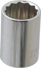 Paramount - 3/8" Drive, Standard Hand Socket - 12 Points, 1-3/16" OAL, Steel, Chrome Finish - Makers Industrial Supply