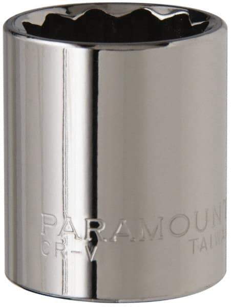 Paramount - 3/8" Drive, Standard Hand Socket - 12 Points, 1-3/16" OAL, Steel, Chrome Finish - Makers Industrial Supply