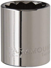 Paramount - 3/8" Drive, Standard Hand Socket - 12 Points, 1-3/16" OAL, Steel, Chrome Finish - Makers Industrial Supply