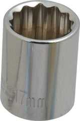 Paramount - 3/8" Drive, Standard Hand Socket - 12 Points, 1-3/16" OAL, Steel, Chrome Finish - Makers Industrial Supply