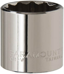 Paramount - 3/8" Drive, Standard Hand Socket - 12 Points, 1-3/16" OAL, Steel, Chrome Finish - Makers Industrial Supply