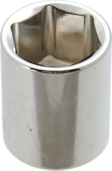 Paramount - 3/8" Drive, Standard Hand Socket - 6 Points, 1-3/16" OAL, Steel, Chrome Finish - Makers Industrial Supply