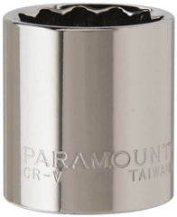 Paramount - 3/8" Drive, Standard Hand Socket - 12 Points, 1-3/16" OAL, Steel, Chrome Finish - Makers Industrial Supply