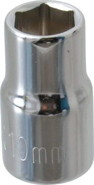 Paramount - 3/8" Drive, Standard Hand Socket - 6 Points, 1-3/16" OAL, Steel, Chrome Finish - Makers Industrial Supply