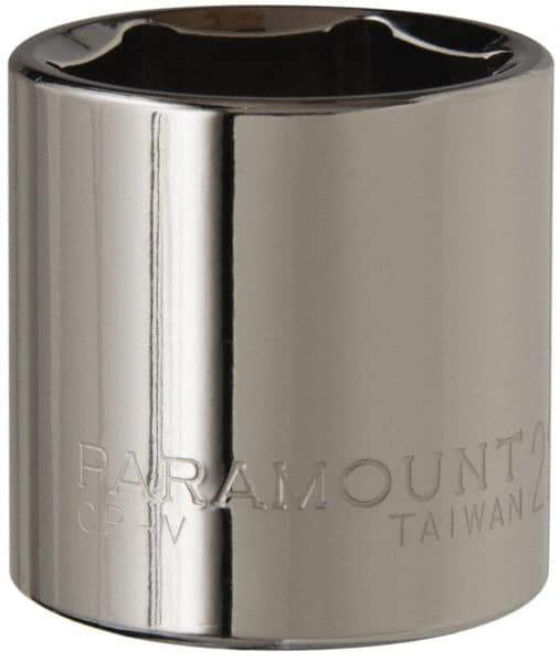 Paramount - 3/8" Drive, Standard Hand Socket - 6 Points, 1-3/16" OAL, Steel, Chrome Finish - Makers Industrial Supply