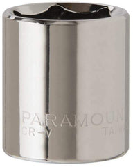 Paramount - 3/8" Drive, Standard Hand Socket - 6 Points, 1-3/16" OAL, Steel, Chrome Finish - Makers Industrial Supply