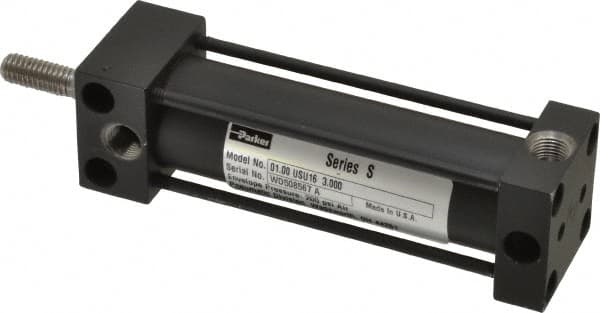 Parker - 3" Stroke x 1" Bore Double Acting Air Cylinder - 1/8 Port, 5/16-18 Rod Thread, 200 Max psi, -10 to 165°F - Makers Industrial Supply