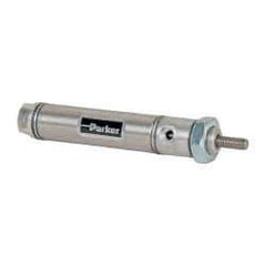 Parker - 1" Stroke x 9/16" Bore Double Acting Air Cylinder - 10-32 Port, 10-32 Rod Thread, 250 Max psi, 14 to 140°F - Makers Industrial Supply