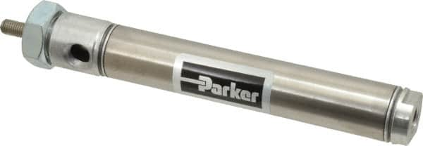 Parker - 3" Stroke x 3/4" Bore Double Acting Air Cylinder - 1/8 Port, 1/4-28 Rod Thread, 250 Max psi, 14 to 140°F - Makers Industrial Supply