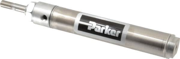 Parker - 5" Stroke x 1-1/4" Bore Double Acting Air Cylinder - 1/8 Port, 7/16-20 Rod Thread, 250 Max psi, 14 to 140°F - Makers Industrial Supply