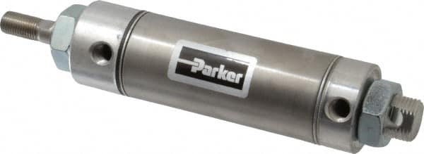 Parker - 2" Stroke x 1-1/2" Bore Double Acting Air Cylinder - 1/8 Port, 7/16-20 Rod Thread, 250 Max psi, 14 to 140°F - Makers Industrial Supply