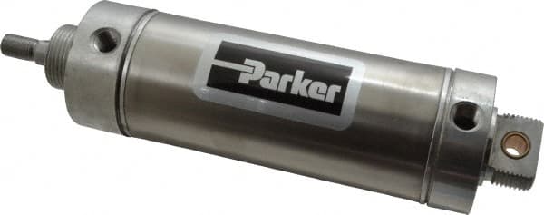 Parker - 4" Stroke x 2-1/2" Bore Double Acting Air Cylinder - 1/4 Port, 1/2-20 Rod Thread, 250 Max psi, 14 to 140°F - Makers Industrial Supply