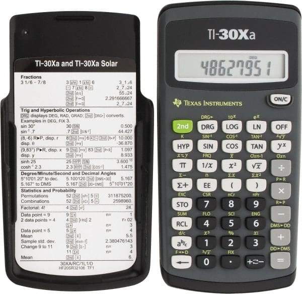 Texas Instruments - LCD 1 Function Handheld Calculator - 10 x 1 Display Size, Dark Gray & Black, (2) A76 Batteries Powered, 6" Long x 3-1/8" Wide - Makers Industrial Supply