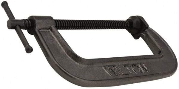 Hargrave - Light-Duty 14" Max Opening, 3-3/4" Throat Depth, Ductile Iron Standard C-Clamp - 2,850 Lb Capacity, 0" Min Opening, Standard Throat Depth - Makers Industrial Supply