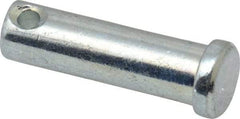 Made in USA - 7/16" Pin Diam, 1-1/2" OAL, Standard Clevis Pin - 5/32" Hole, 1-11/32" Usable Length, Zinc-Plated Steel - Makers Industrial Supply