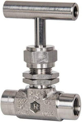 Ham-Let - 5,000 Max psi, 1/8" Pipe, 316 Grade Stainless Steel, Inline Stem Vee Instrumentation Needle Valve - FNPT x FNPT End Connections, Swaglok SS-OVF2-SH - Makers Industrial Supply