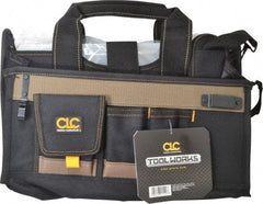 CLC - 15 Pocket Black & Brown Polyester Tool Bag - 16" Wide x 9" Deep x 9" High - Makers Industrial Supply