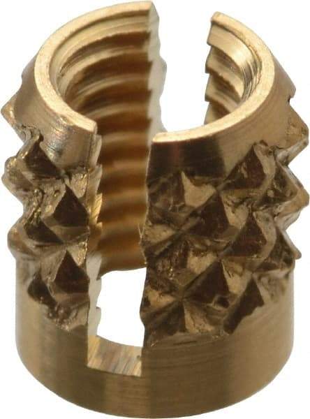 E-Z LOK - M3x0.50 Metric Coarse Brass Flush Press Fit Threaded Insert for Plastic - 3/16" OAL, 0.166" Insert Diam, 5/32" Hole Diam, 5/32" Drill - Makers Industrial Supply