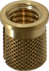 E-Z LOK - 5/16-18 UNC Brass Flanged Press Fit Threaded Insert for Plastic - 9/16" OAL, 0.389" Insert Diam, 0.357" Hole Diam, 3/8" Drill - Makers Industrial Supply