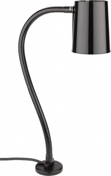 Made in USA - 24 Inch, Gooseneck, Magnetic Mounted, Incandescent, Black, General Purpose Task Light - 100 Watt, 120 Volt, Nonmagnifying - Makers Industrial Supply