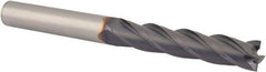 Niagara Cutter - 3/8", 2" LOC, 3/8" Shank Diam, 4" OAL, 4 Flute, Solid Carbide Square End Mill - Single End, TiAlN Finish, Spiral Flute, 30° Helix, Centercutting, Right Hand Cut, Right Hand Flute, Series C430 - Makers Industrial Supply