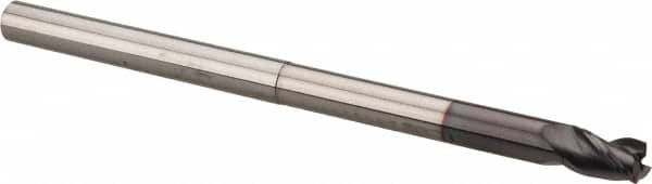 Niagara Cutter - 1/4", 3 Flute, Single End, Solid Carbide, 0.02" Corner Radius End Mill - 4" OAL, 35° Helix, Right Hand Flute, 3/8" LOC, Right Hand Cut, 2-1/8" Extended Reach - Makers Industrial Supply