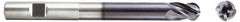 Niagara Cutter - 1/2" Diam, 5/8" LOC, 4 Flute Solid Carbide Ball End Mill - TiAlN Finish, Single End, 4" OAL, 1/2" Shank Diam, Spiral Flute - Makers Industrial Supply