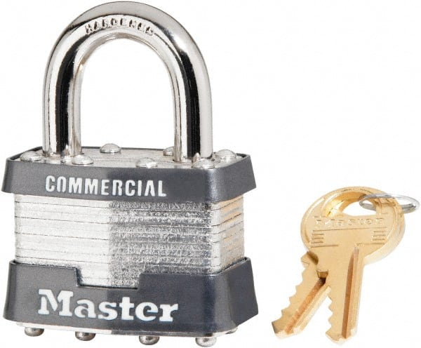 Padlock: Steel, Keyed Different, 1-3/4″ Wide 5/16″ Shackle Dia, 5/16″ Shackle Width, 15/16″ Shackle Height