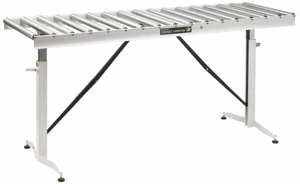 HTC - 66 Inch Long x 43-1/2 Inch High Portable Folding Conveyor - 500 Lbs. Limit, with 17 and 24 Inch Wide Rollers - Makers Industrial Supply