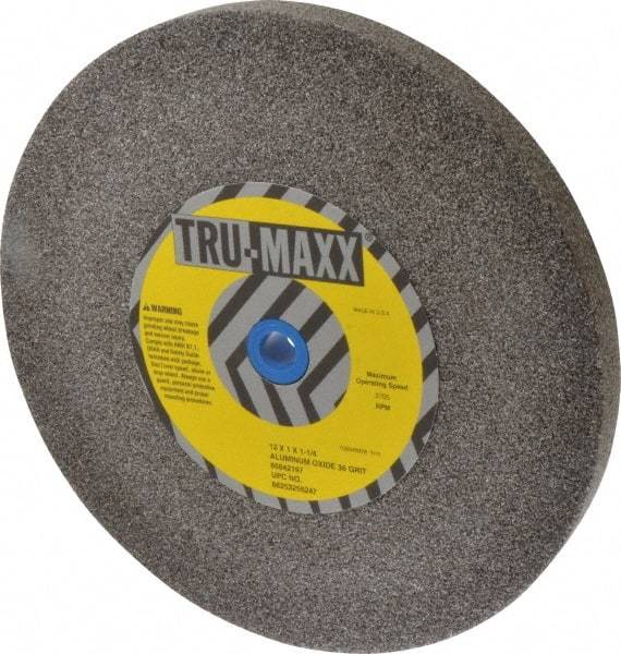 Tru-Maxx - 36 Grit Aluminum Oxide Bench & Pedestal Grinding Wheel - 12" Diam x 1-1/4" Hole x 1" Thick, 2705 Max RPM, P Hardness, Very Coarse Grade , Vitrified Bond - Makers Industrial Supply