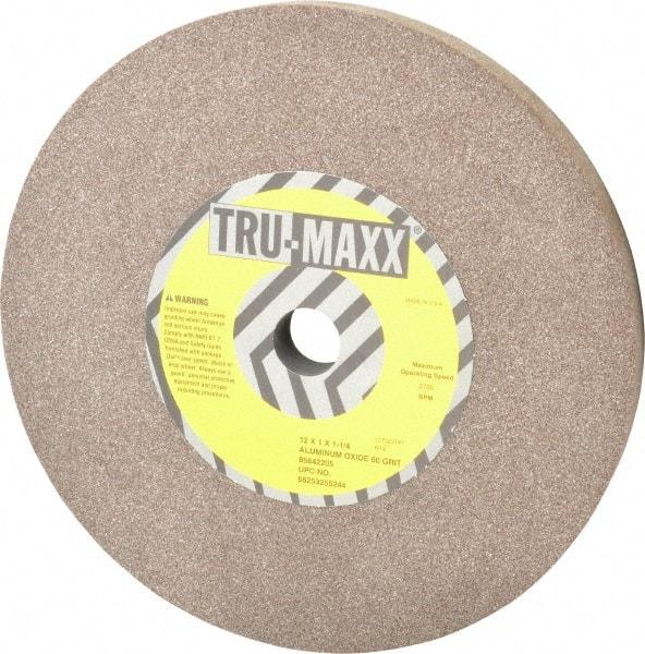 Tru-Maxx - 60 Grit Aluminum Oxide Bench & Pedestal Grinding Wheel - 12" Diam x 1-1/4" Hole x 1" Thick, 2705 Max RPM, P Hardness, Medium Grade , Vitrified Bond - Makers Industrial Supply