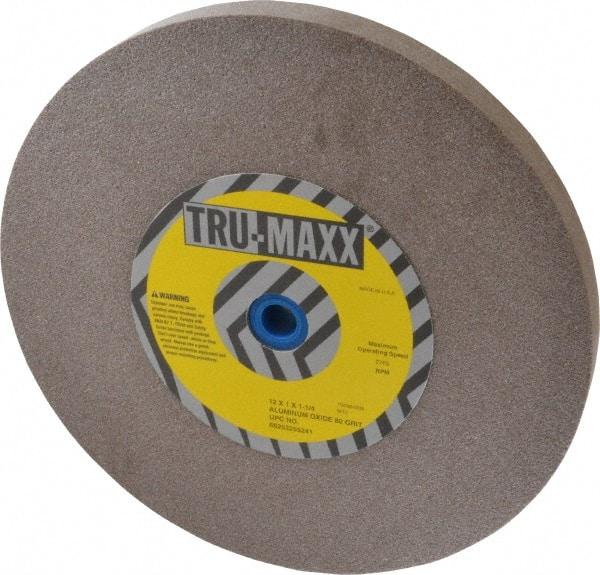 Tru-Maxx - 80 Grit Aluminum Oxide Bench & Pedestal Grinding Wheel - 12" Diam x 1-1/4" Hole x 1" Thick, 2705 Max RPM, P Hardness, Medium Grade , Vitrified Bond - Makers Industrial Supply