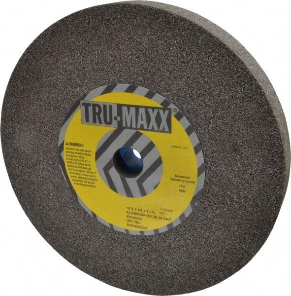 Tru-Maxx - 46 Grit Aluminum Oxide Bench & Pedestal Grinding Wheel - 12" Diam x 1-1/4" Hole x 1-1/2" Thick, 2705 Max RPM, P Hardness, Coarse Grade , Vitrified Bond - Makers Industrial Supply