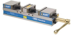 Kurt - 4" Jaw Width, 2-63/64" Jaw Opening Capacity, Horizontal Stationary Machine Vise - Manual Operation, 5,870 Lb Capacity, 1 Station, 17.7" Long x 3.775" High x 1-13/32" Deep, 35.56mm Jaw Height - Makers Industrial Supply