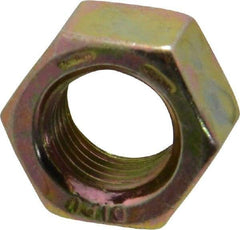 Value Collection - 3/8-24 UNF Steel Right Hand Hex Nut - 9/16" Across Flats, 21/64" High, Zinc Yellow Dichromate Finish - Makers Industrial Supply