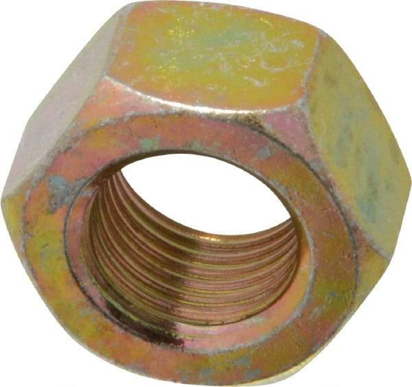 Value Collection - 9/16-18 UNF Steel Right Hand Hex Nut - 7/8" Across Flats, 31/64" High, Zinc Yellow Dichromate Finish - Makers Industrial Supply