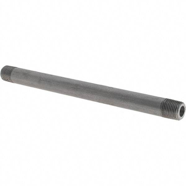 Made in USA - Schedule 80, 1/8" Diam x 5" Long Black Pipe Nipple - Threaded - Makers Industrial Supply