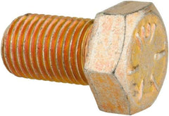 Made in USA - 3/8-24 UNF, 5/8" Length Under Head Hex Head Cap Screw - Fully Threaded, Grade 8 Alloy Steel, Zinc Yellow Dichromate Finish, 9/16" Hex - Makers Industrial Supply