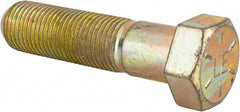 Made in USA - 9/16-18 UNF, 2-1/4" Length Under Head Hex Head Cap Screw - Partially Threaded, Grade 8 Alloy Steel, Zinc Yellow Dichromate Finish, 13/16" Hex - Makers Industrial Supply