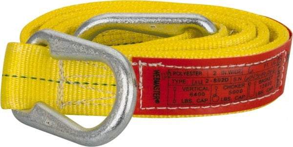 Lift-All - 6' Long x 2" Wide, 6,400 Lb Vertical Capacity, 2 Ply, Polyester Web Sling - 5,000 Lb Choker Capacity, Yellow - Makers Industrial Supply