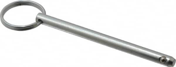 Gibraltar - 1/4" Pin Diam, 3-1/4" Long, Zinc Plated Steel Ball Lock Hitch Pin - 3" Usable Length - Makers Industrial Supply