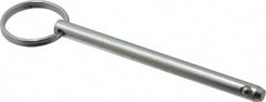 Gibraltar - 1/4" Pin Diam, 3-1/4" Long, Zinc Plated Steel Ball Lock Hitch Pin - 3" Usable Length - Makers Industrial Supply