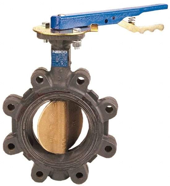 NIBCO - 6" Pipe, Lug Butterfly Valve - Lever Handle, Ductile Iron Body, EPDM Seat, 200 WOG, Aluminum Bronze Disc, Stainless Steel Stem - Makers Industrial Supply