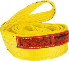 Lift-All - 8' Long x 4" Wide, 11,500 Lb Vertical Capacity, 2 Ply, Polyester Web Sling - 9,200 Lb Choker Capacity, Yellow - Makers Industrial Supply