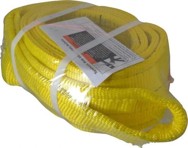 Lift-All - 8' Long x 4" Wide, 11,500 Lb Vertical Capacity, 2 Ply, Polyester Web Sling - 9,200 Lb Choker Capacity, Yellow - Makers Industrial Supply