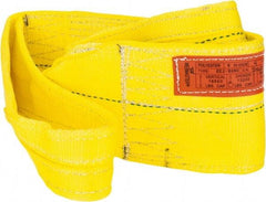 Lift-All - 4' Long x 6" Wide, 16,300 Lb Vertical Capacity, 2 Ply, Polyester Web Sling - 13,000 Lb Choker Capacity, Yellow - Makers Industrial Supply