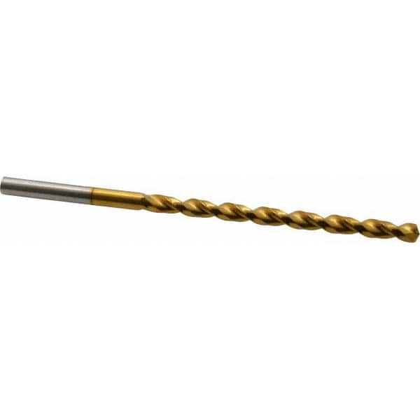 Taper Length Drill Bit: 0.2570″ Dia, 130 ° Coated, RH Cut, Parabolic Flute, Cylindrical Shank, Series 668