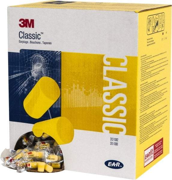 3M - Disposable, Uncorded, 29 dB, Barrel Earplugs - Yellow, 1000 Pairs - Makers Industrial Supply