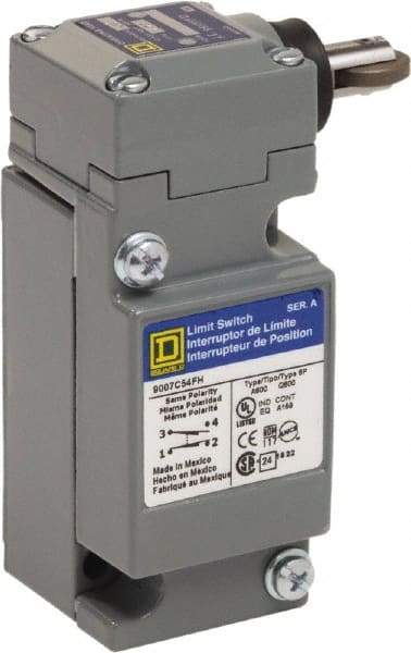 Square D - SPDT, NC/NO, 600 Volt, Screw Terminal, Plunger Actuator, General Purpose Limit Switch - 4 Lb Operating Force - Makers Industrial Supply